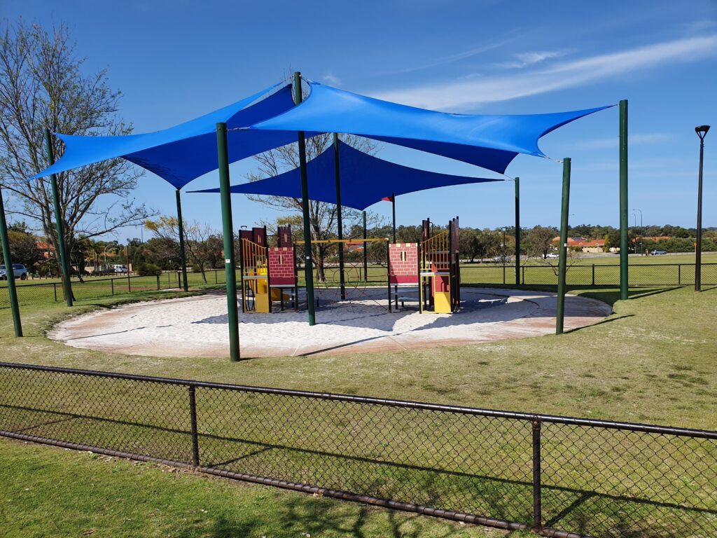 Fenced off play equipment at Somerville park, Winthrop